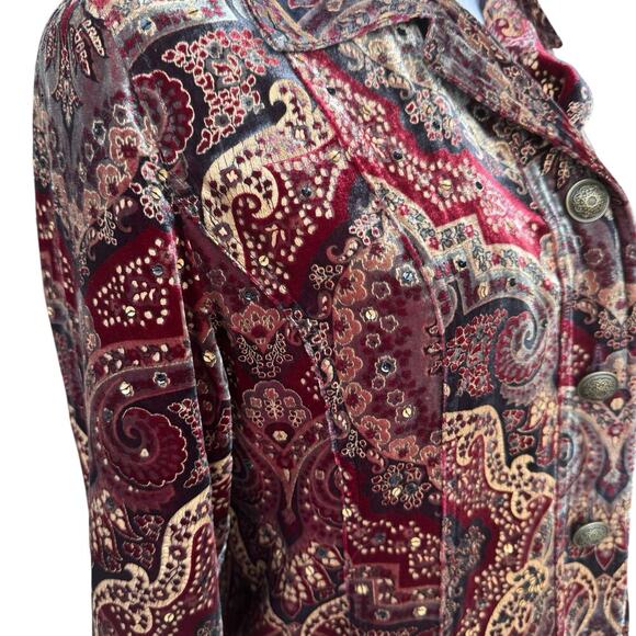EUC Chico's Arabian Nights Velvet Luster Jacket Sz 2XL Lined - Picture 12 of 16